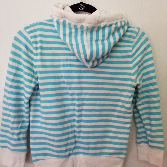Hollister Jacket Hoodie Size Small Terry zip Pockets Blue/White Stripe - Picture 3 of 6